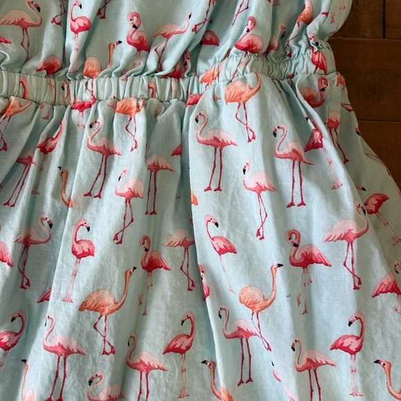 Janie and jack aqua Flamingo Print One-Shoulder ruffle dress - Picture 2 of 6